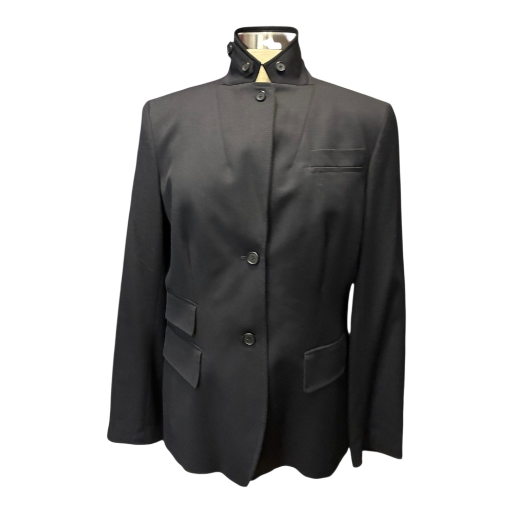 Lands' End | Classic Dark Navy Blazer With High Neck Button Detail Size 14